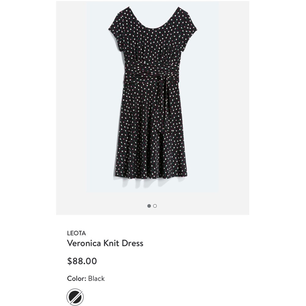 NWT LEOTA Veronica Knit Dress in black Polka dot
